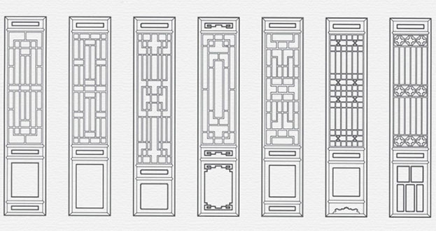 零陵常用中式仿古花窗图案隔断设计图